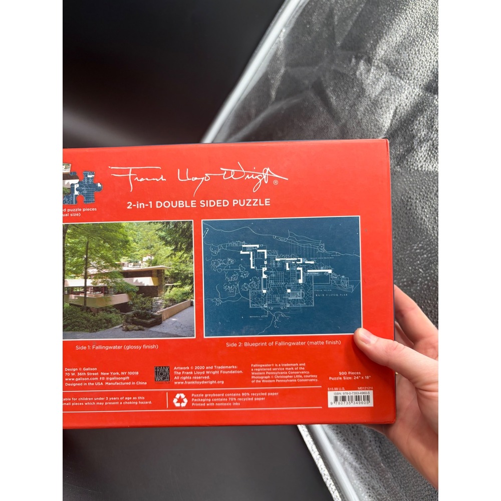 Frank Lloyd Wright Fallingwater Double Sided 500 Piece Puzzle Galison - Picture 6 of 8